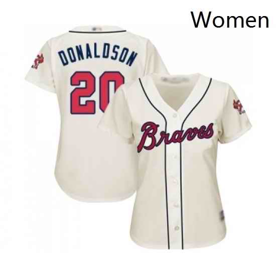 Womens Atlanta Braves 20 Josh Donaldson Replica Cream Alternate 2 Cool Base Baseball Jersey